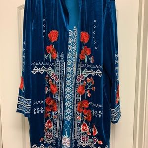 L&B Embroidered Velvet Duster